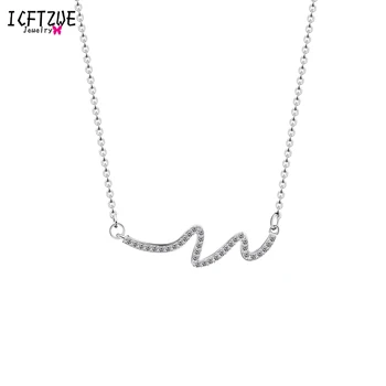 

ICFTZWE CZ Wave Charm Ketting Pendants Women Necklace Gold Colour Choker Gargantilha Chain Necklaces Mothers Day Gift