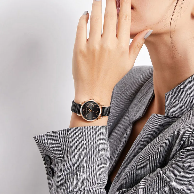 Tanie Julius zegarek księżyc okno kalendarz wybierania kobiet zegar Auto data wysokiej jakości oryginalne damskie FashionWatch Dropshipping JA 1146