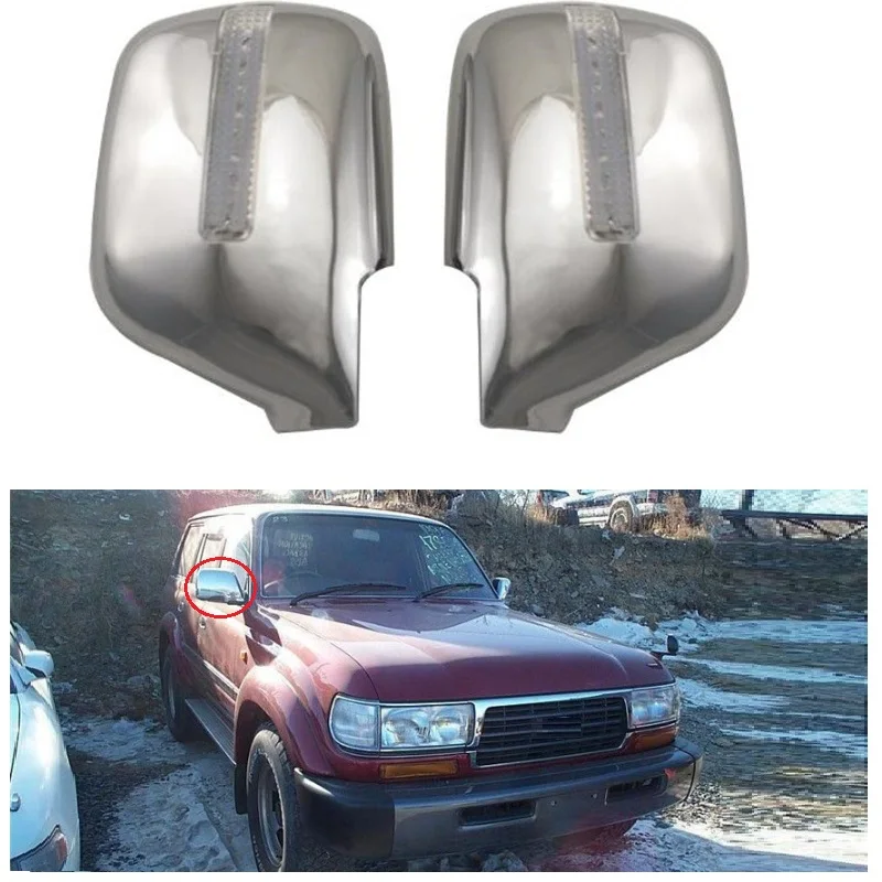 

CHROMIUM STYLING REAR VIEW MIRROR LED SIDE MIRROR COVERS FIT FOR LANDCRUISER FJ80 LC80 4500 1992-1998 MIRROR TRIMS COVERS