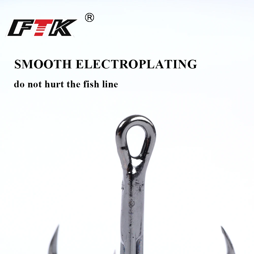 15/20pcs Black Nickel Fishing Hook High Carbon Steel Overturned Treble Hooks 2/4/6/8/10# Hard Lure Triple Hook Fishing Tackle