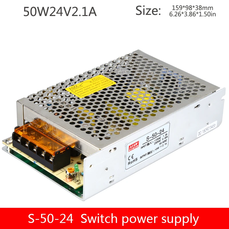 

Switching power supply S-50-24V transformer DC output 24V2.1A12V4.2A5V10A copper transformer