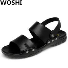 Большой размер 15, 16, 17, женские сандалии из натуральной кожи с Для мужчин летние дышащие Брендовая дизайнерская обувь на открытом воздухе мужские пляжные шлепанцы мягкая обувь w5