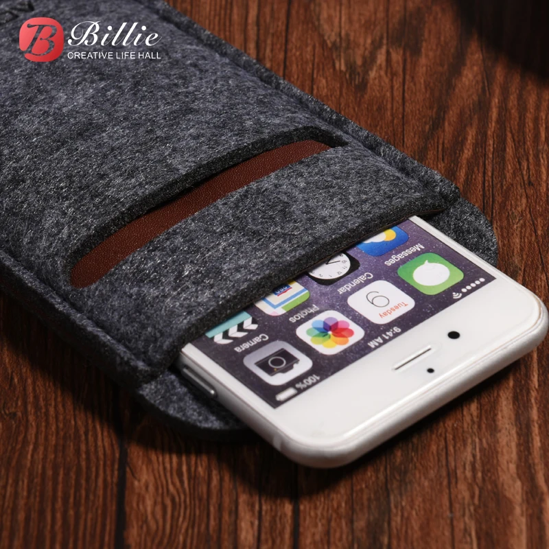 

Wool Felt For Apple iphone 7 Plus 5.5 Card Insert Cover For iphone 7 4.7inch Portable Phone Bag fundas cell phones bags shell