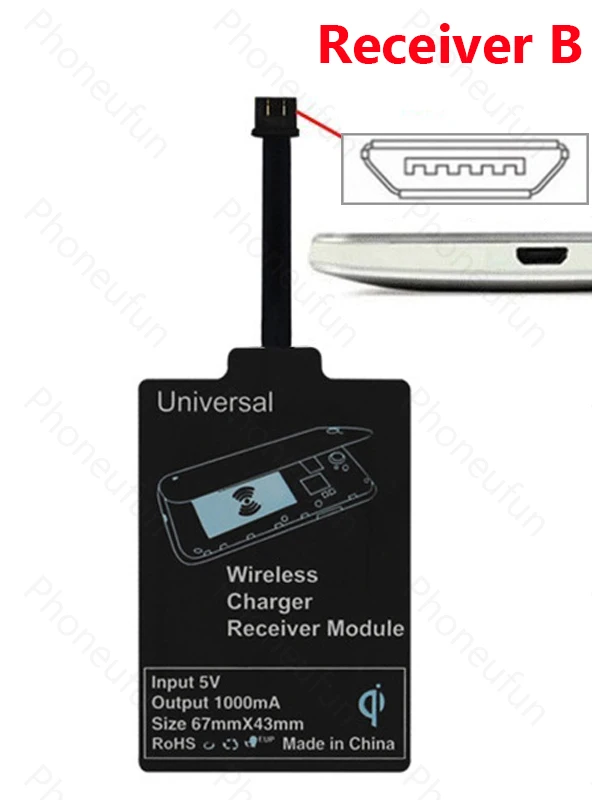 Модернизированное Беспроводное зарядное устройство Qi или с микро-usb зарядным приемником для Galaxy S7 edge S6 J5 J3 J7 мобильный сотовый телефон - Тип штекера: Receiver B