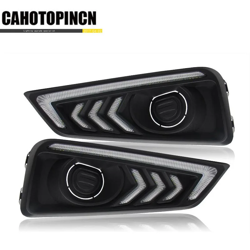 

Turn Signal style Relay 12V LED Car DRL Daytime Running lights Daylight with Fog Lamp hole For Honda city 2015 2016