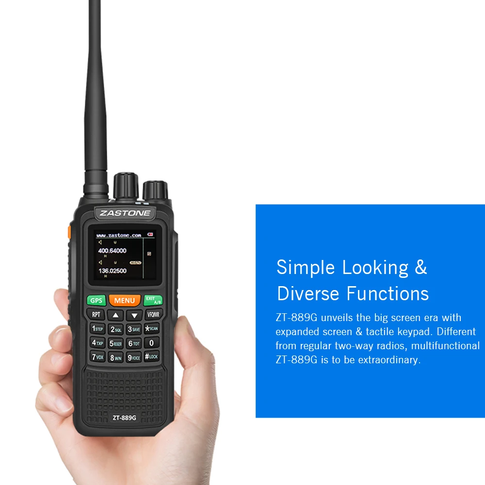 Zastone 889G gps для переносного приемо-передатчика 10 Вт 999CH 3000 мАч UHF 400-520/VHF136-174MHz Любительское радио, Си-Би радиосвязь коротковолновым приемником для исследовать Охота