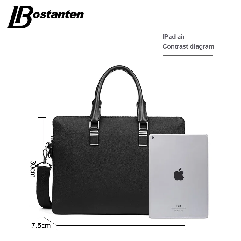 Bostanten, 13 дюймов, мужской портфель, деловая сумка, мужской портфель из натуральной кожи, для ноутбука, мужская сумка через плечо, сумка-тоут, сумка