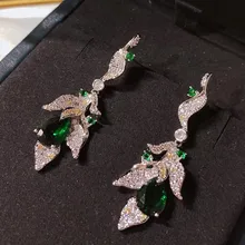 Дизайнерские Модные ювелирные изделия из меди 3A кубического циркония вечерние серьги