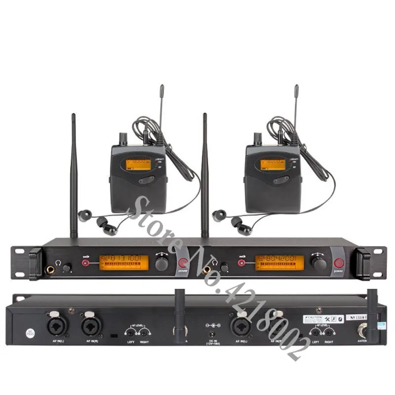 

Wireless In Ear Monitor System 2 Channel 2 Bodypack Monitoring with In Earphone Wireless Type Used for Stage Studio