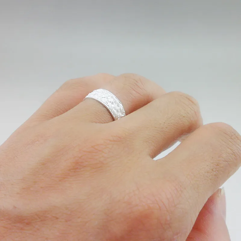 999 Sterling Silver Ring Adjustable Handmade Women Men Wedding Engagement Vintag
