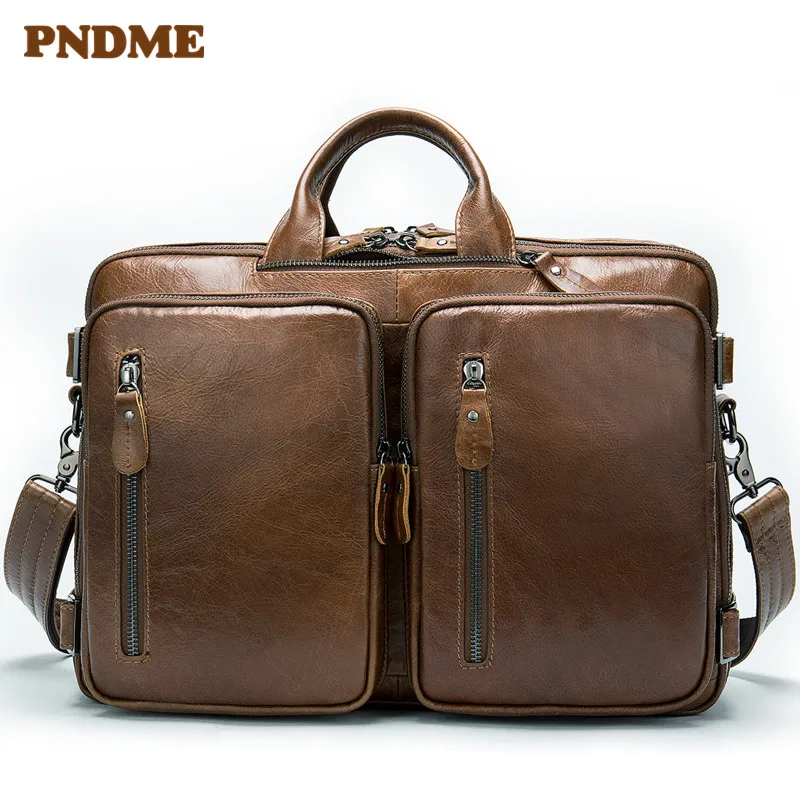 

Leather business man bag large capacity laptop bag horizontal style one shoulder slant briefcase bag
