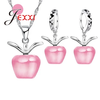 

Trendy Brand Party Gift Bridal Wedding 925 Sterling Silver Fashion Chain Pendant Necklace Earrings Jewelry Set For Women