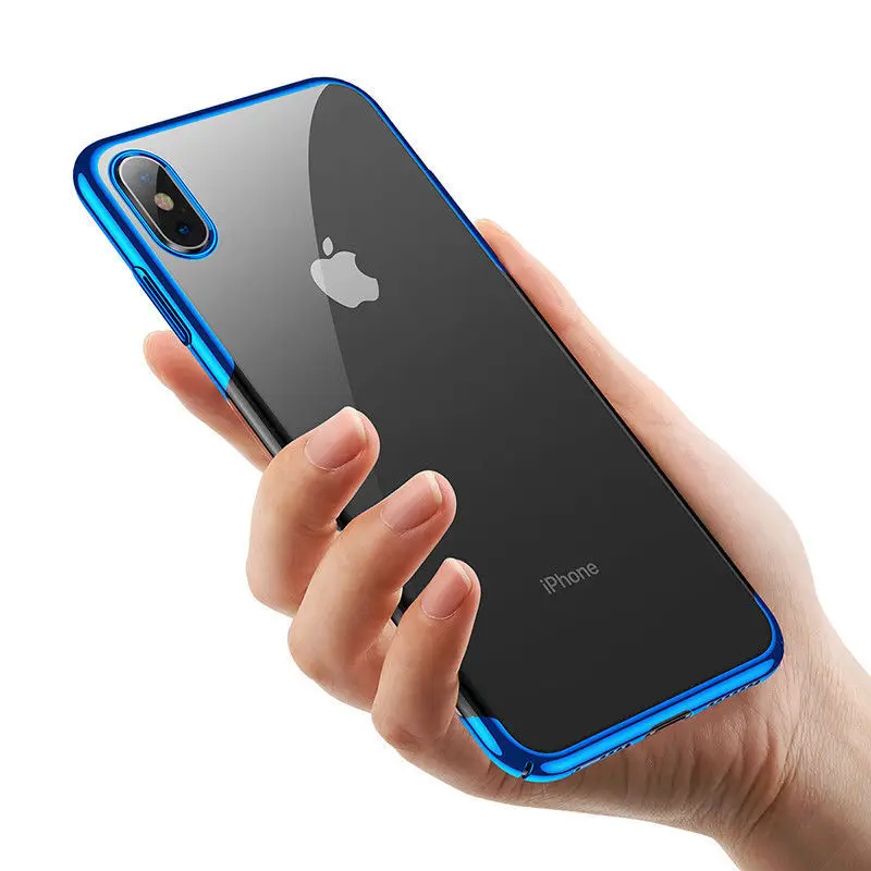 

For Iphone X Plating Transparent Case Slim Protect Camea TPU Environmental Protection Electroplating Arc Edge Silicone Cases
