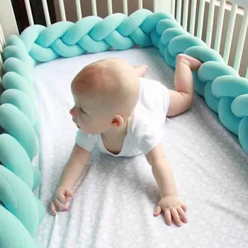

Baby Bed Fence Bumper Braid long knotted Ball Twist Braids Pillow kids Anti-Collision Safety Anti-fall Protection Crib Enclosure