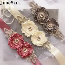 JaneVini новый жемчуг цветы Хрустальный пояс невесты Стразы Пояса с бисером для платья Cinturon Vestido