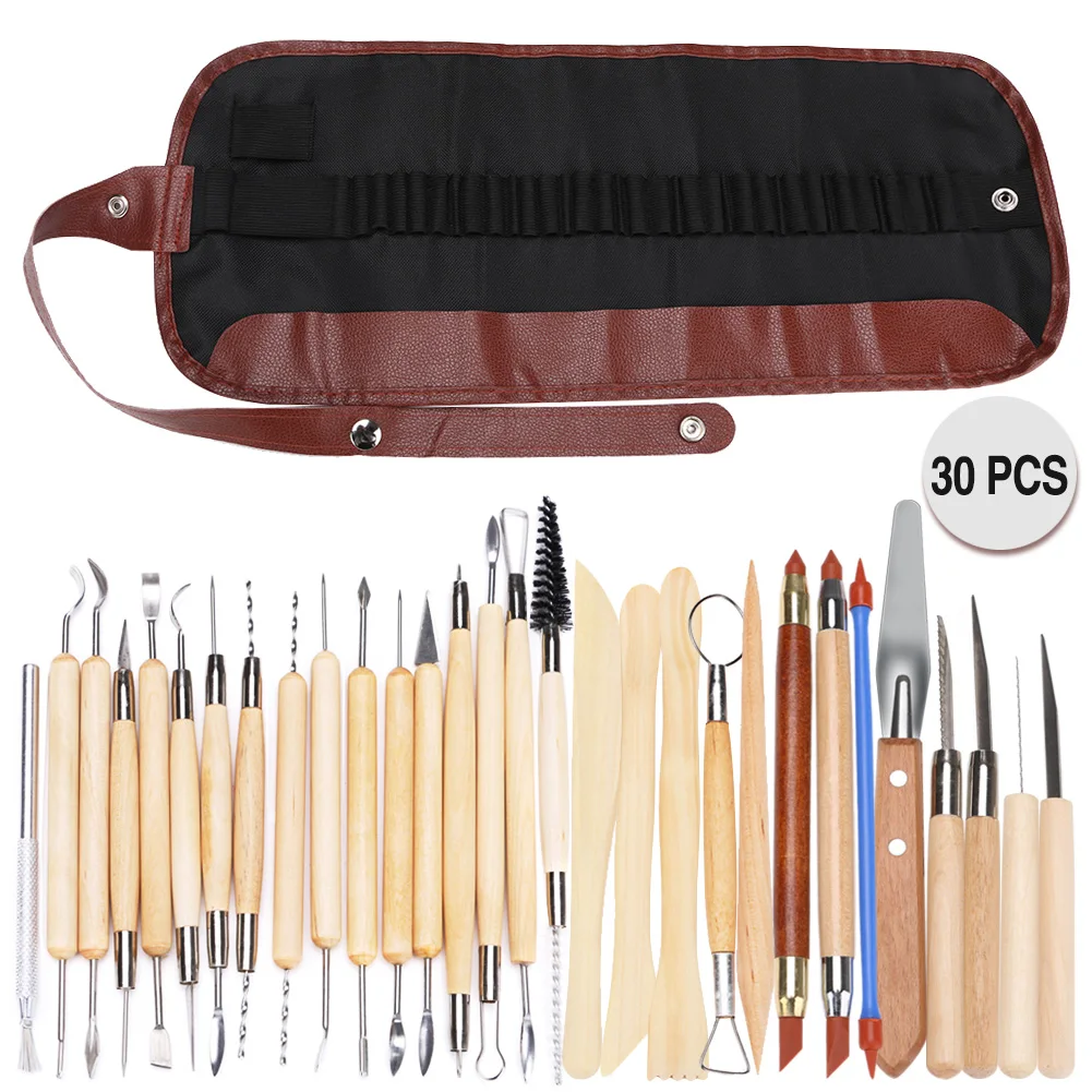 

30 pcs Clay Shaping Tools Ball Stylus Dotting Tools for Pottery Sculpture Rock Painting Art Carving Modeling Embossing Sets