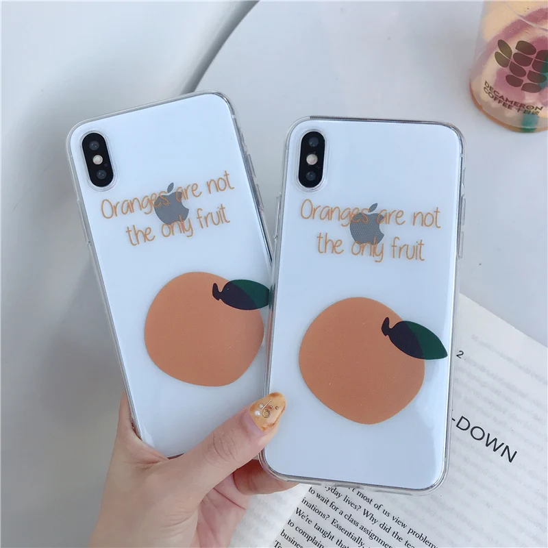 

Fruit orange woman cover for iphone 7 transparent cute case for iphone 6 6s 7 8 plus xr x xsmax candy lemon free shipping fundas