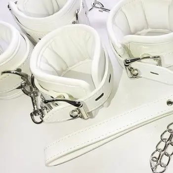 Thierry Luxury Soft white Bondage Restraints Handcuffs Collar Wrist Ankle Cuffs for Fetish Erotic Adult Games Couple Sex Product 4