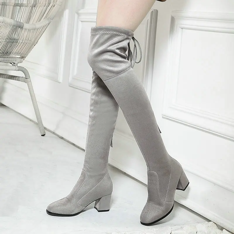 black chunky thigh high boots