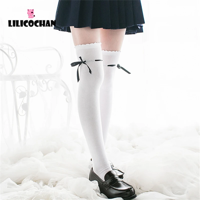 LILICOCHAN Womens Anime Cosplay Lolita Maid Girls Lace Top Thigh High Socks Over Knee Leg Warmer Leggings Sexy Cotton Stocking Accessories -Zentai shop online