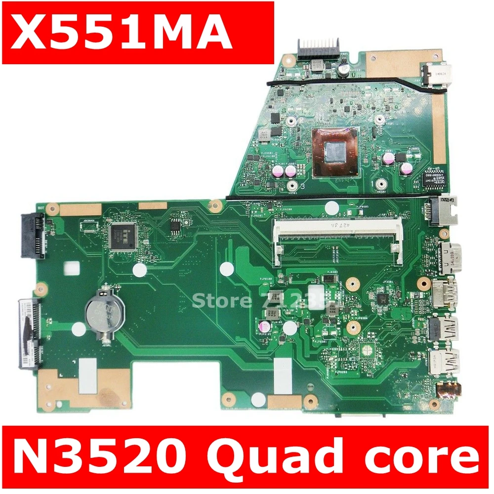 Goede X551MA Moederbord N3520U REV2.0 Voor Asus X551 X551M F551MA Laptop Moederbord X551MA Moederbord X551MA Moederbord 100% Getest