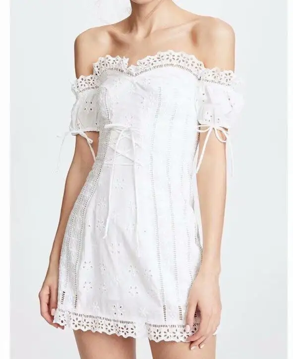 Celebrity Bodycon White Dress Top Quality Lace Slash Neck Night Club Fashion Elegant Party Dresses Mini | Женская одежда