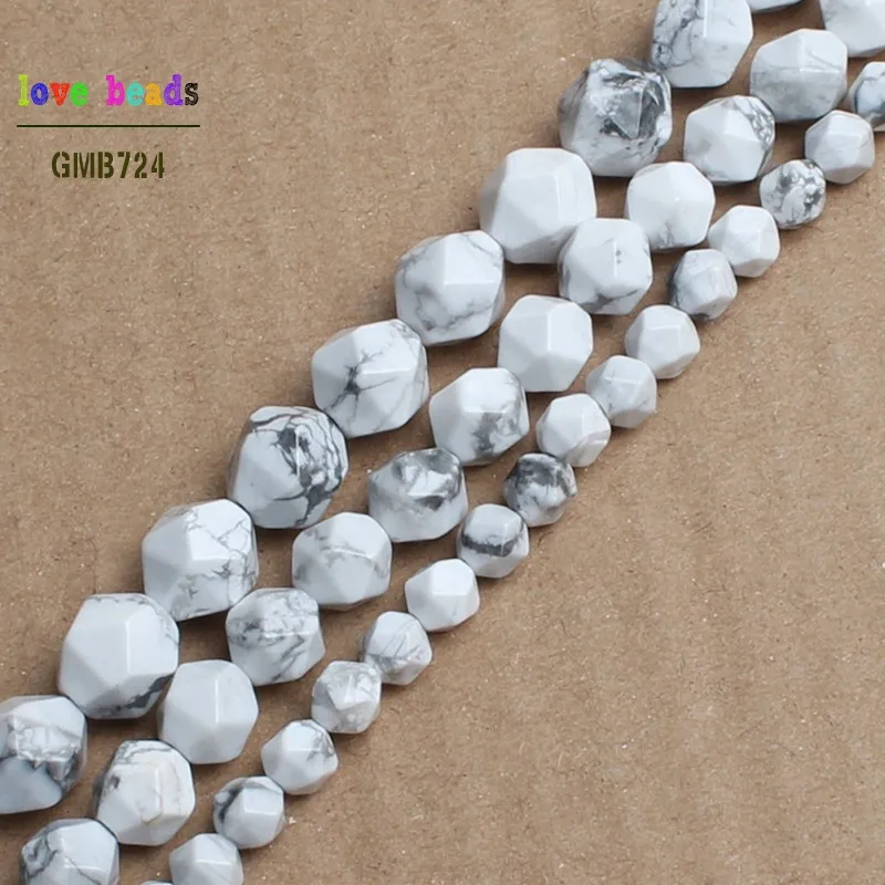 Круглые Бусины Из граненого белого бирюзового камня Howlite оптовая продажа бусины