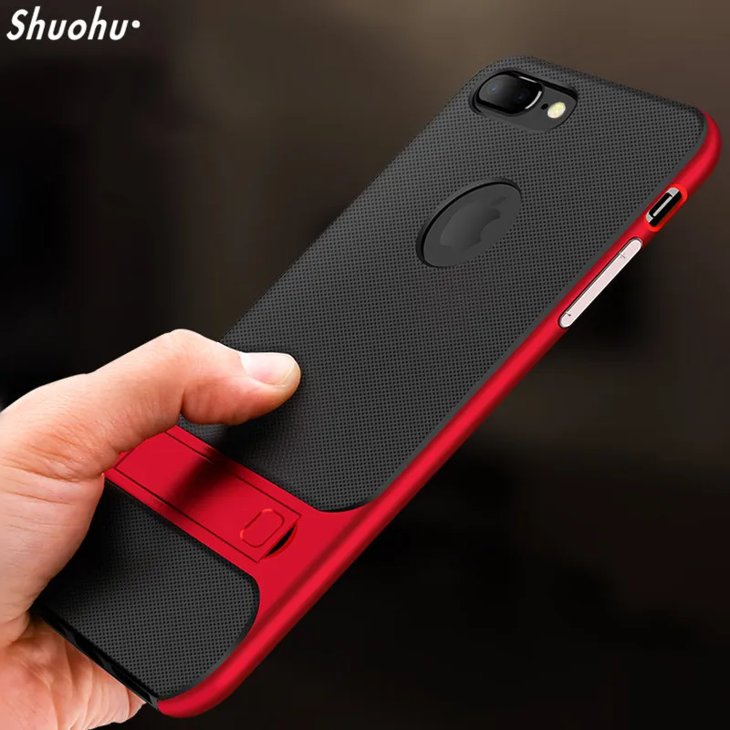 

Shuohu Kickstand Phone Cases for Iphone X Case Cover Luxury Holder Shockproof PC+TPU Stand for Iphone 6 6S 7 8 Plus Case Coque