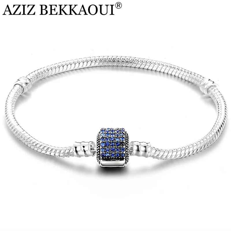 Азиз BEKKAOUI браслет с голубыми кристаллами браслеты для женщин Роза для рукоделия Красный Шарм цепь со змеей винтовые браслеты подходят европейские бисерные подвески