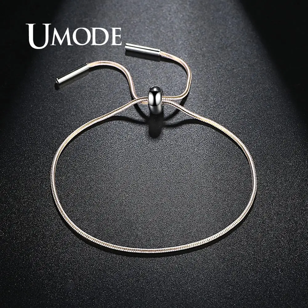 

UMODE Pink Rope Bracelets for Women White Gold Color Bracelets Thin Simple Men Lace Up Adjustable Jewlery Accessories UB0114C
