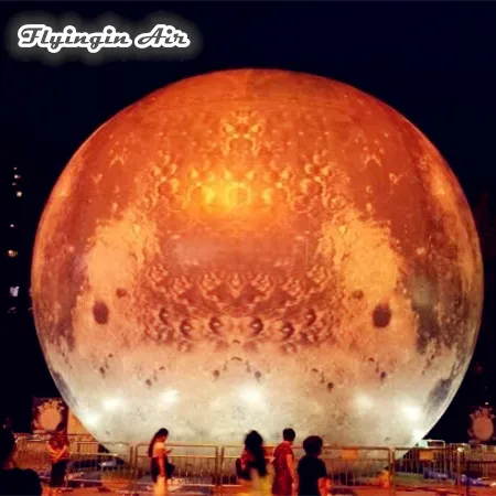 

Customized Giant Inflatable Balloon 5m/6m/8m Diameter Lighting Planet Blow Up Gray Ball For Outdoor Party Decoration