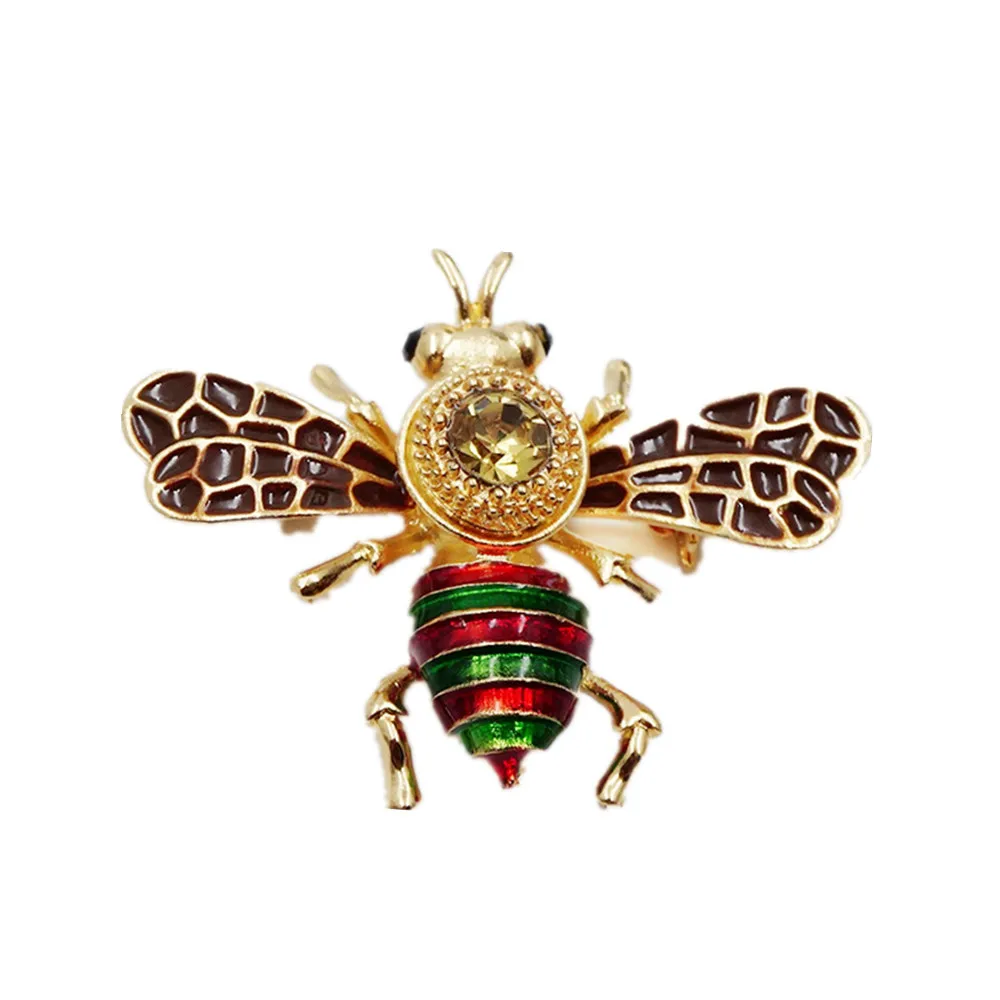 

Fashion Korean Enamel Animal Brooch Women Men Collar Scarf Hijab Pins Vintage Rhinestone Crystal Bee Brooches Wedding Jewelry