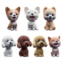1 pz Auto Ciondolo Interni Scuotere La Testa di Cane di Animale Domestico Ornamenti Altalena Cane Della Resina di Figura della Bambola Del Fumetto di Kawaii Carino Tumbler Auto decorazione
