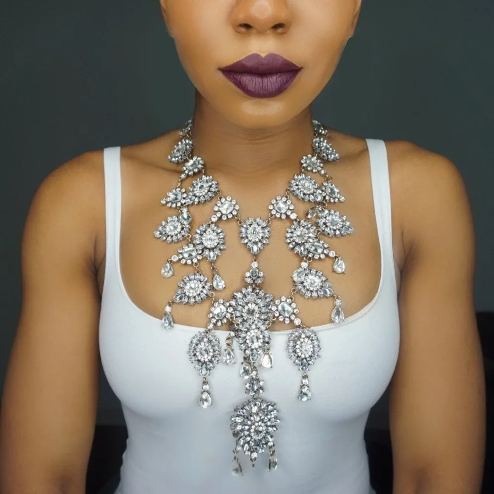 

Best lady Fashion Shiny Pendant Statement Necklace for Women Handmade DIY Jewelry Collar Choker Long Necklace Wedding Jewelry