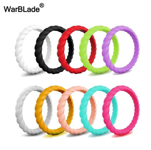Women Silicone Ring With Rhinestone Hypoallergenic Crossfit Flexible Rubber Finger Rings For Women Wedding Jewelry Gift