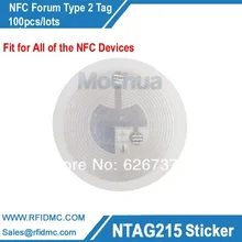 NTAG215 тег для tagmo Ntag215 этикетку, Ntag215 стикер NFC Forum type2 бирка, NFC наклейка 100 шт