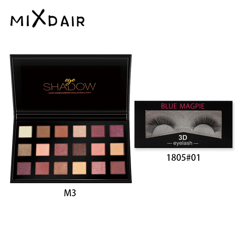 

Mixdair 2pcs/Set Shinny Eyeshadow Pallete Matte Fake Eyelashes Makeup Set Eye Makeup Cosmetic Professional Beauty for Gift