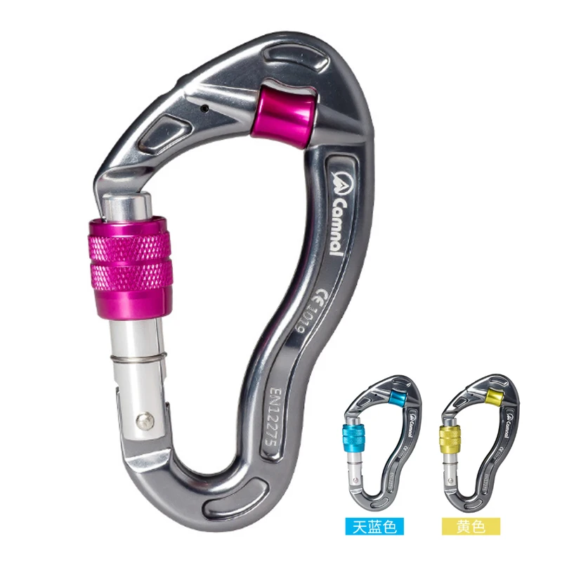 

P267 Outdoor mountaineering rescue rock climbing tactical pulley anti-wear rope main lock carabiner with lock bearing load CE