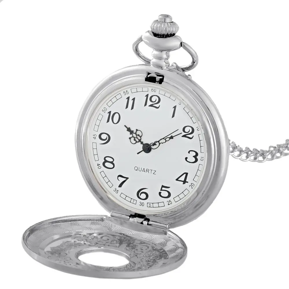 Новые поступления серебряные полые кварцевые карманные часы с цепочкой Ретро для мужчин женщин классический кулон, ожерелье подарок
