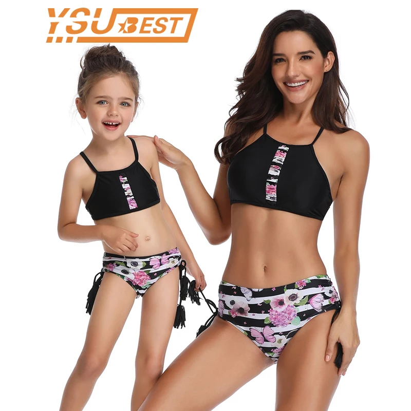 

2019 Summer Swimsuit Mother Daughter flowers Sexy Bodysuit Bikini Swimsuit New Family Look mom daughter Mommy and me swimsuit