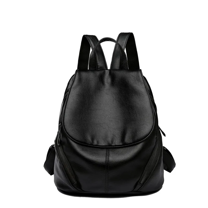 Lanzhixin женские кожаные рюкзаки, сумка, простые модные сумки в консервативном стиле, повседневные рюкзаки, школьные дорожные сумки для девочек - Цвет: Black
