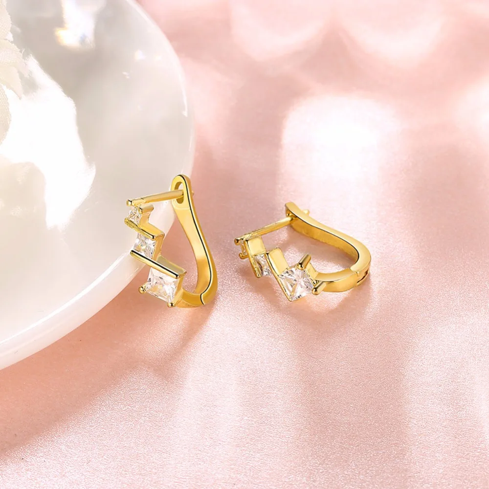 CHUKUI Christmas Jewelry Korean Small Rhinestone Crystal Hoop Earrings Gold Hoops Boucle D'oreille Femme 2018 (6)