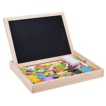 

Childrens Wood Puzzle Multifunction double sided magnetic Drawing board puzzle