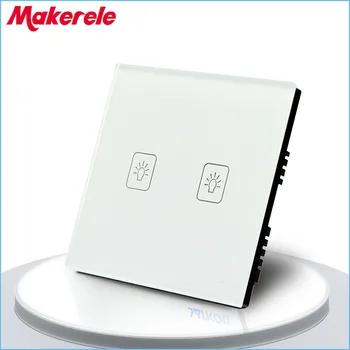 

UK Standard Touch Switch 2 Gang 2 Way White Crystal Glass panel,Light Switch ,Touch Screen wall switch,wall socket for lamp