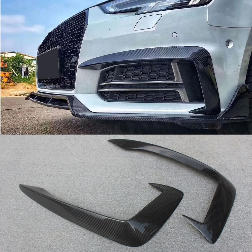 

For Audi A4 S4 B9 2017 2018 2019 Car Racing Carbon Fiber Front Fog Headlight Cover Eyelid Eyebrow Cover Vent Trims