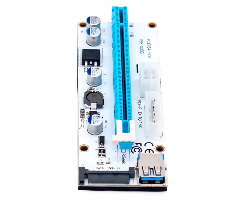 Новые белые pci-e riser 008 express 1X 4x 8x 16x Extender PCI E USB стояка 008 s адаптера SATA 15pin для БТД горно шахтер