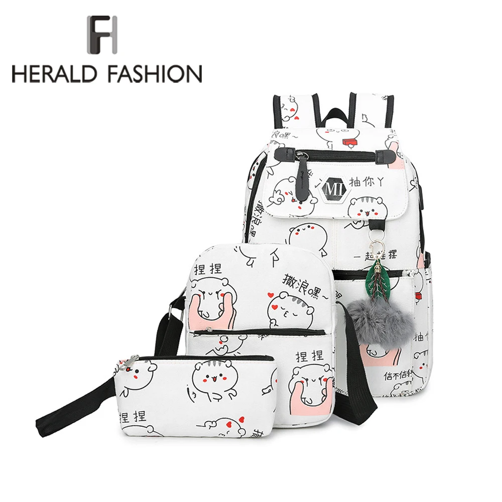 

Herald Fashion Women Emoji Shoulder Bag Leisure Best Travel Backpack Female Printing Waterproof School mochila Bagpack Pack