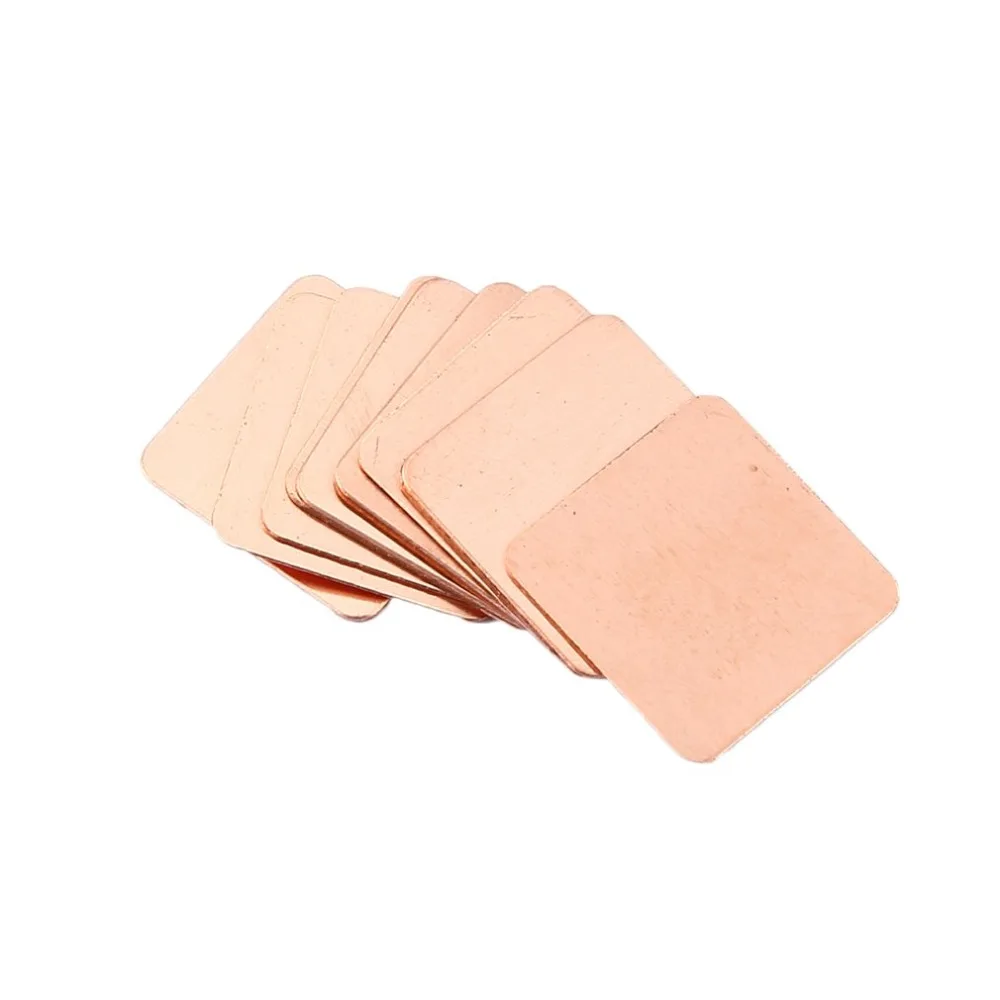 

10pcs Pure Copper Brass Heatsink Shim Thermal Pad Barrier for Laptop Graphics Card 15x15mm Fast Thermal Dissipation