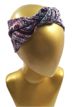 

J173130 2017Newest Aztec stripe printed knot headbands fashion wave stripe hair band cotton stretch hair fascinators for women