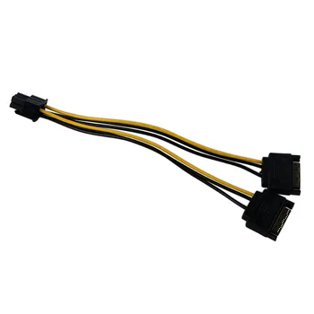 

15 Pin SATA Male To 2 Female 6 Pin PCI-E PCIe PCI Express Graphics Video Display Card Dual Sata To 6pin Power Cable For PC